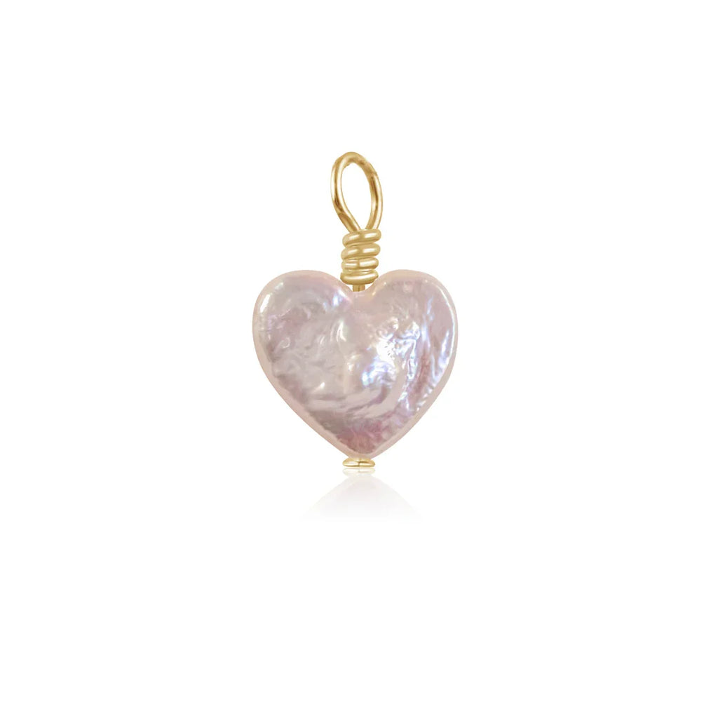 Freshwater Pearl Heart Pendant - Freshwater Pearl Heart Pendant - 14k Gold Fill - Luna Tide Handmade Crystal Jewellery