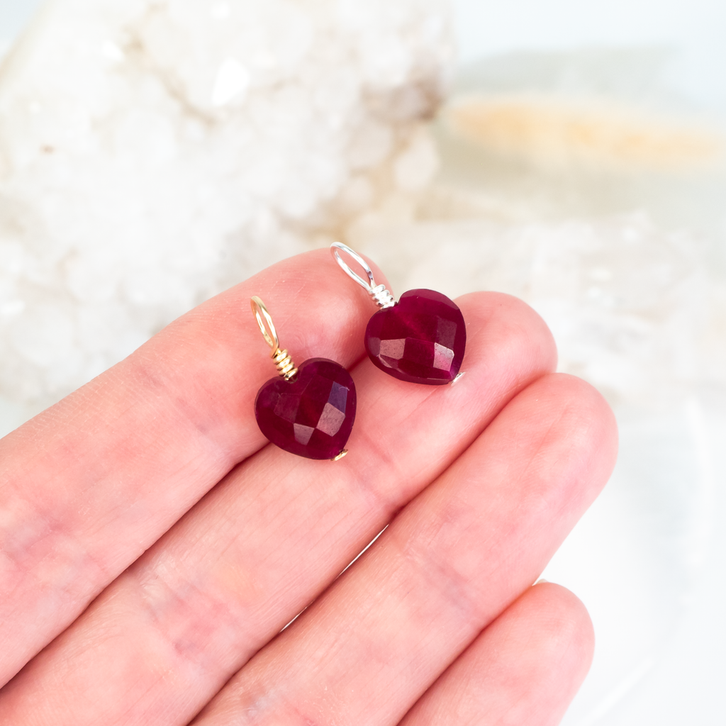 Ruby Crystal Heart Pendant