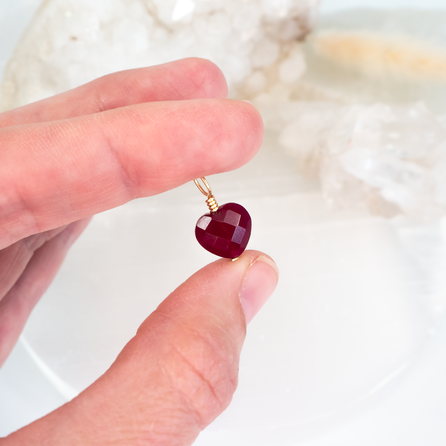 Ruby Crystal Heart Pendant