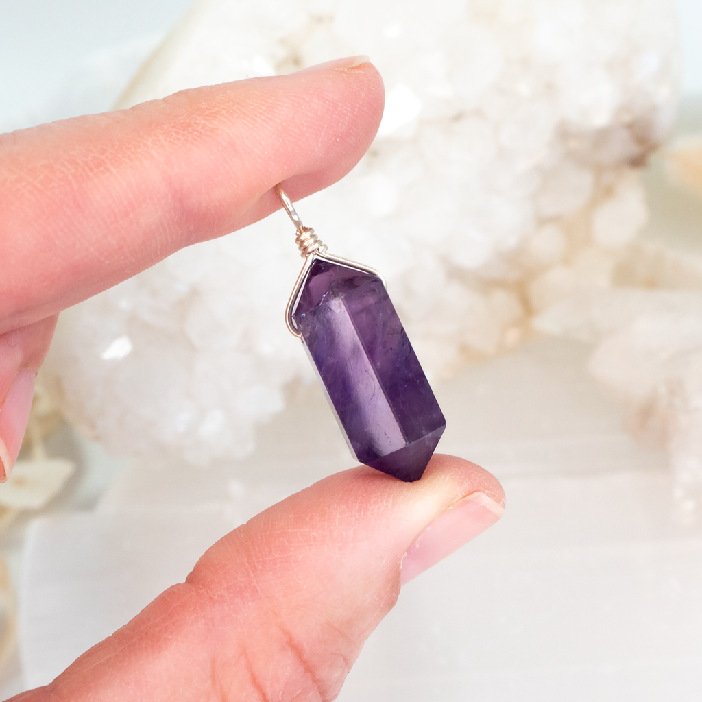Large Double Terminated Amethyst Crystal Pendant