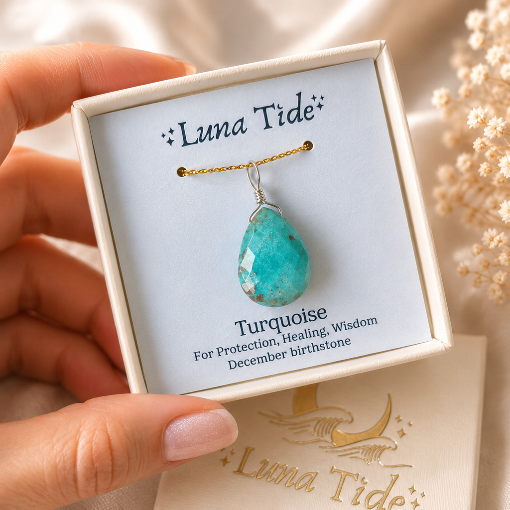 Large Turquoise Faceted Pear Crystal Pendant