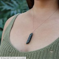 Raw Natural Green Kyanite Crystal Slice Point Pendant