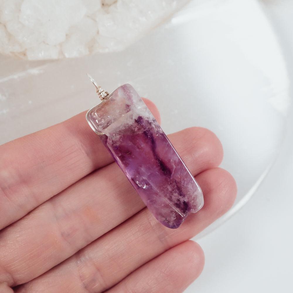 Polished Natural Amethyst Crystal Slice Point Pendant