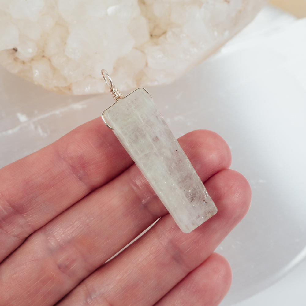 Raw Natural Aquamarine Crystal Slice Point Pendant