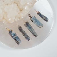 Raw Natural Blue Kyanite Point Pendant