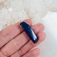 Raw Polished Natural Lapis Lazuli Crystal Slice Point Pendant