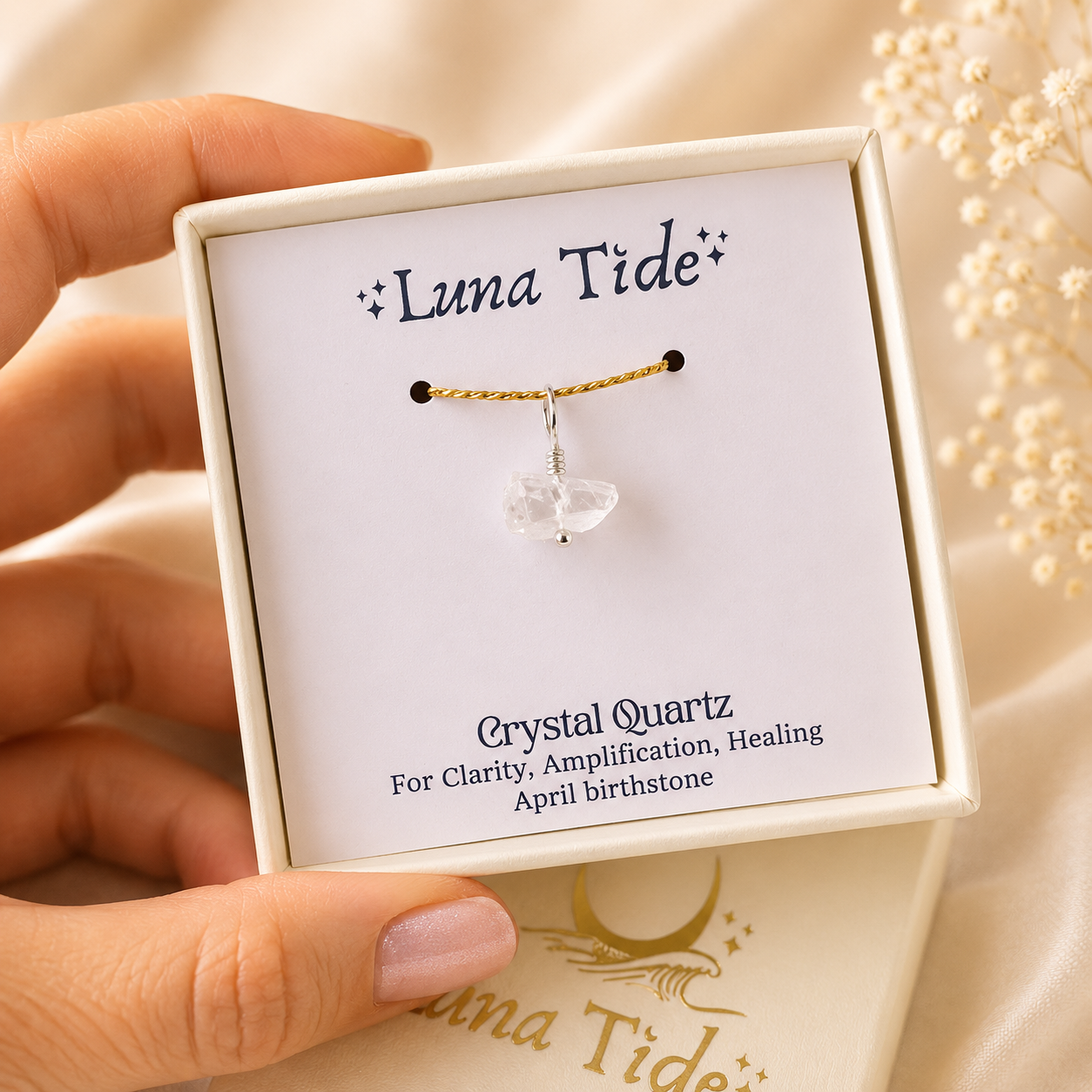 Dainty Raw Crystal Birthstone Charm