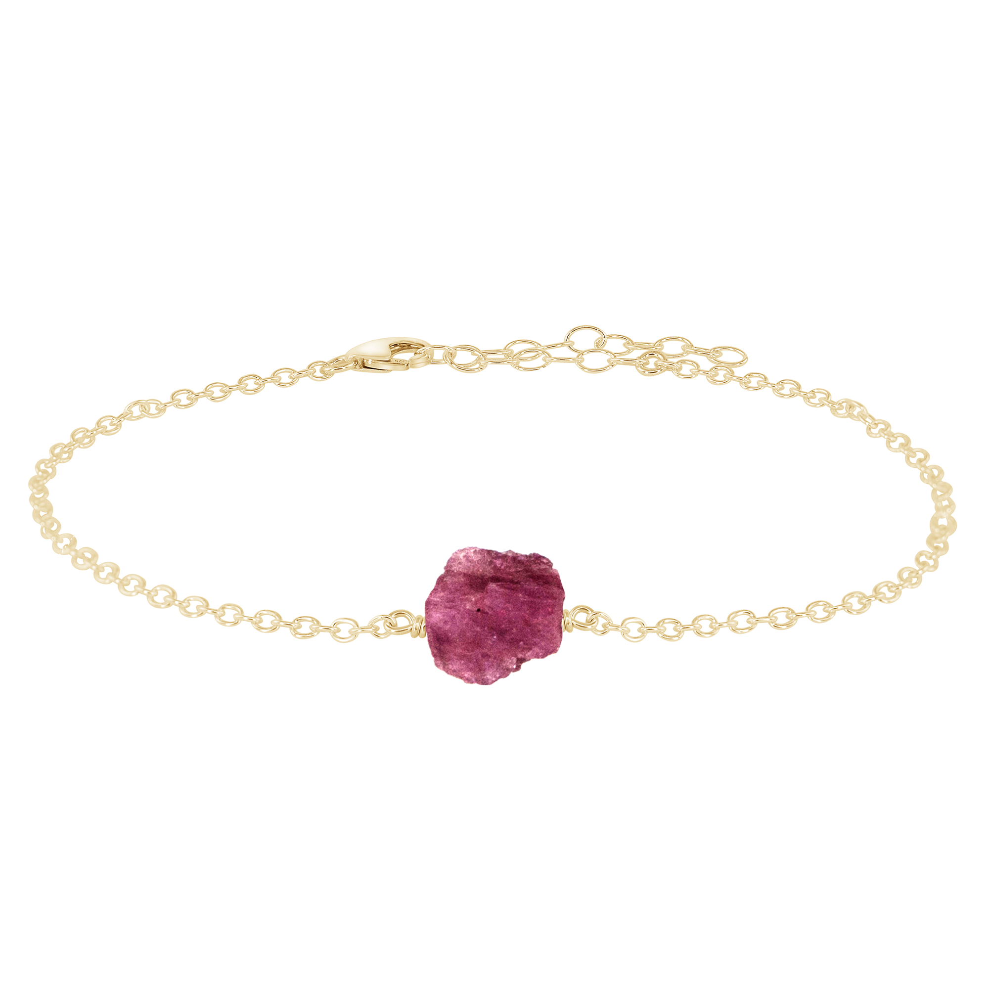 Raw Pink Tourmaline Crystal Nugget Anklet