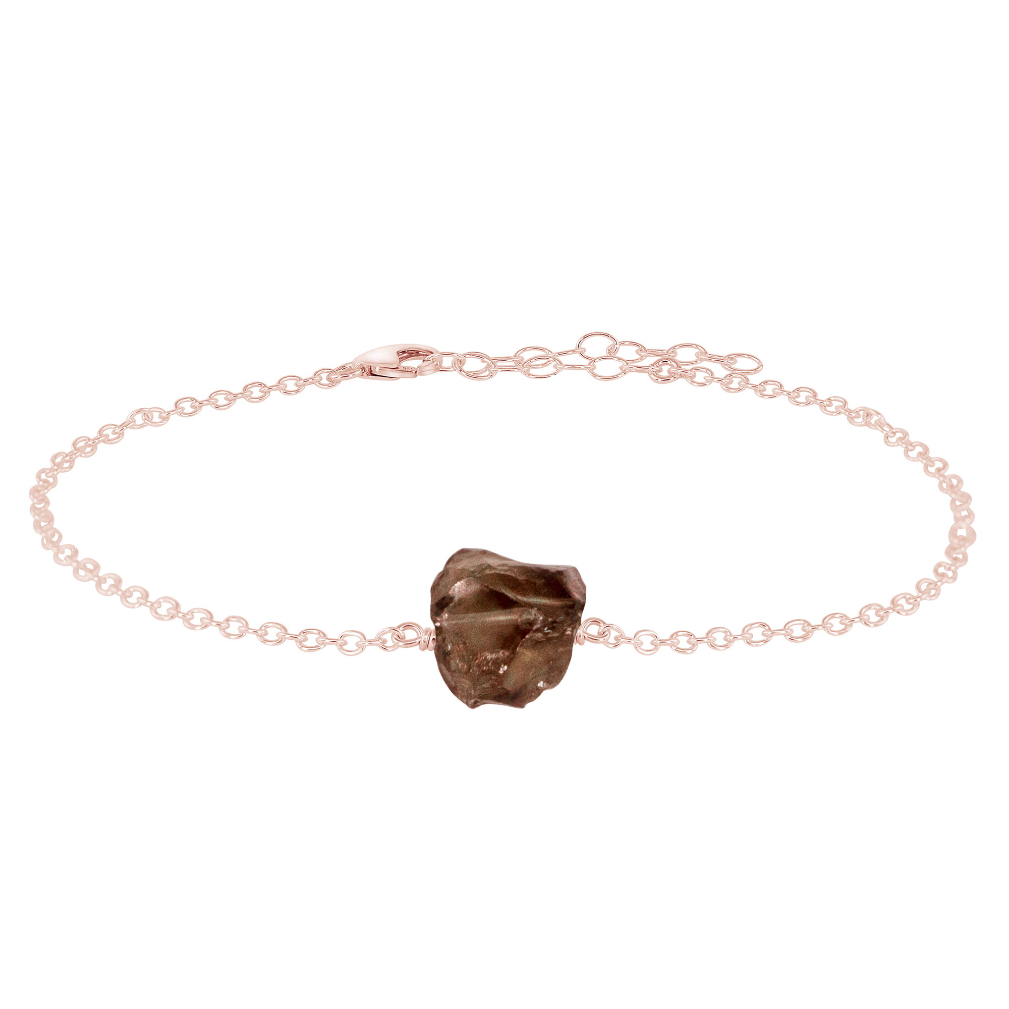 Raw Smoky Quartz Crystal Nugget Anklet