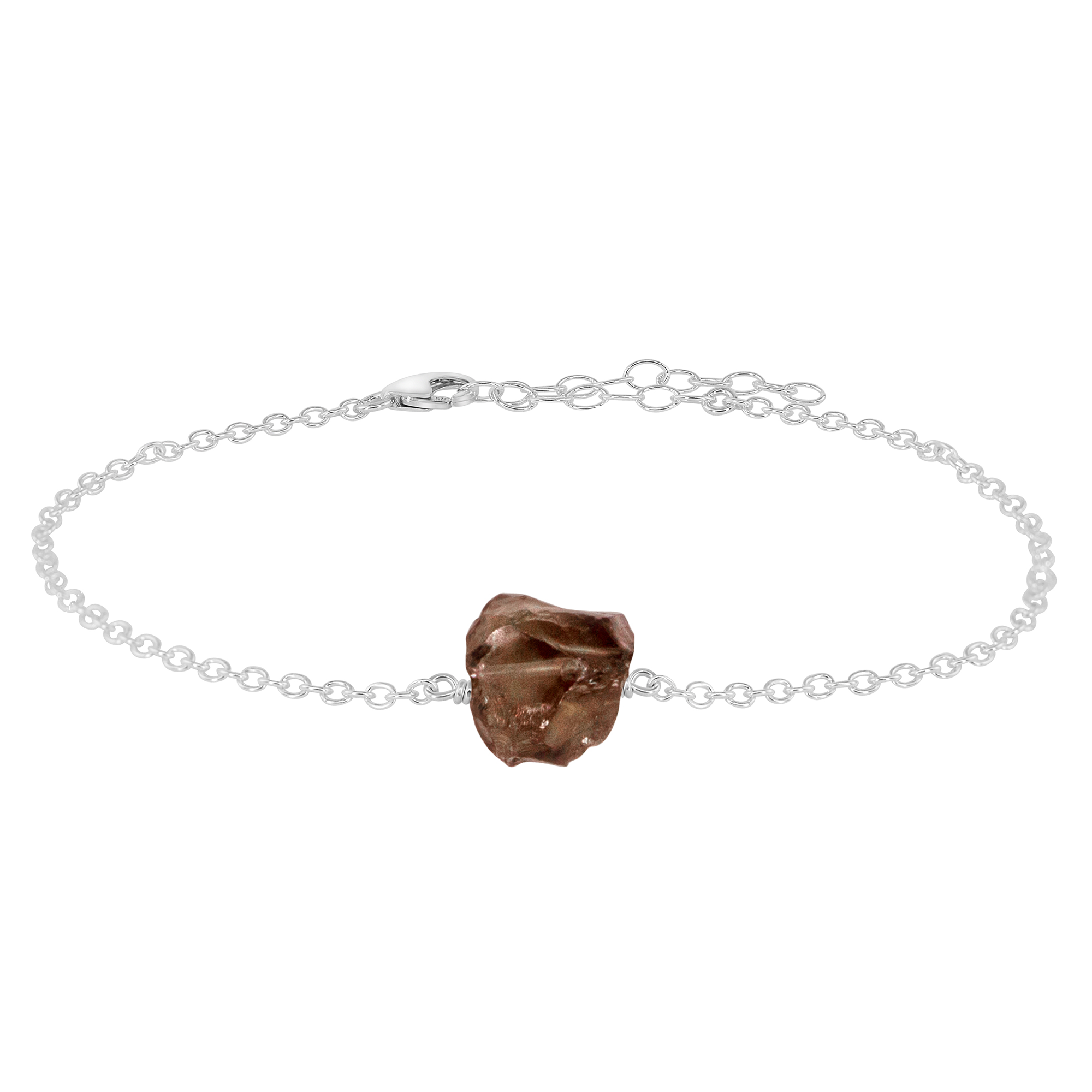 Raw Smoky Quartz Crystal Nugget Anklet