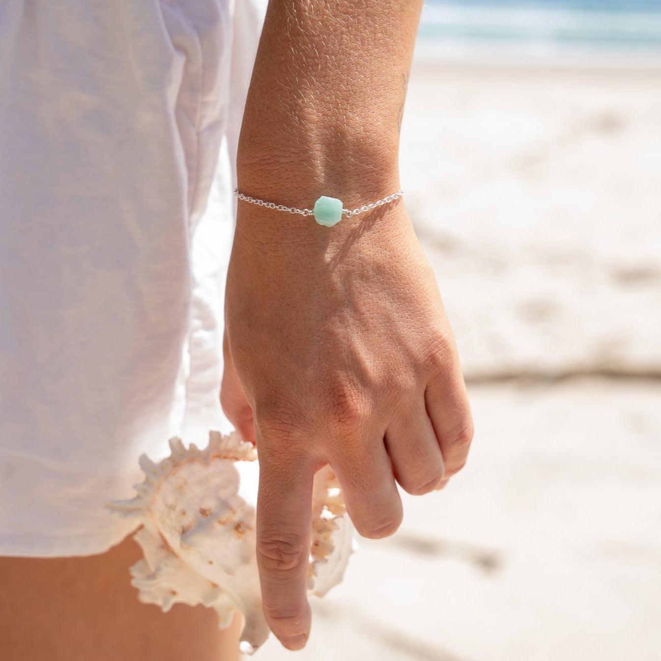 Raw Amazonite Crystal Nugget Bracelet