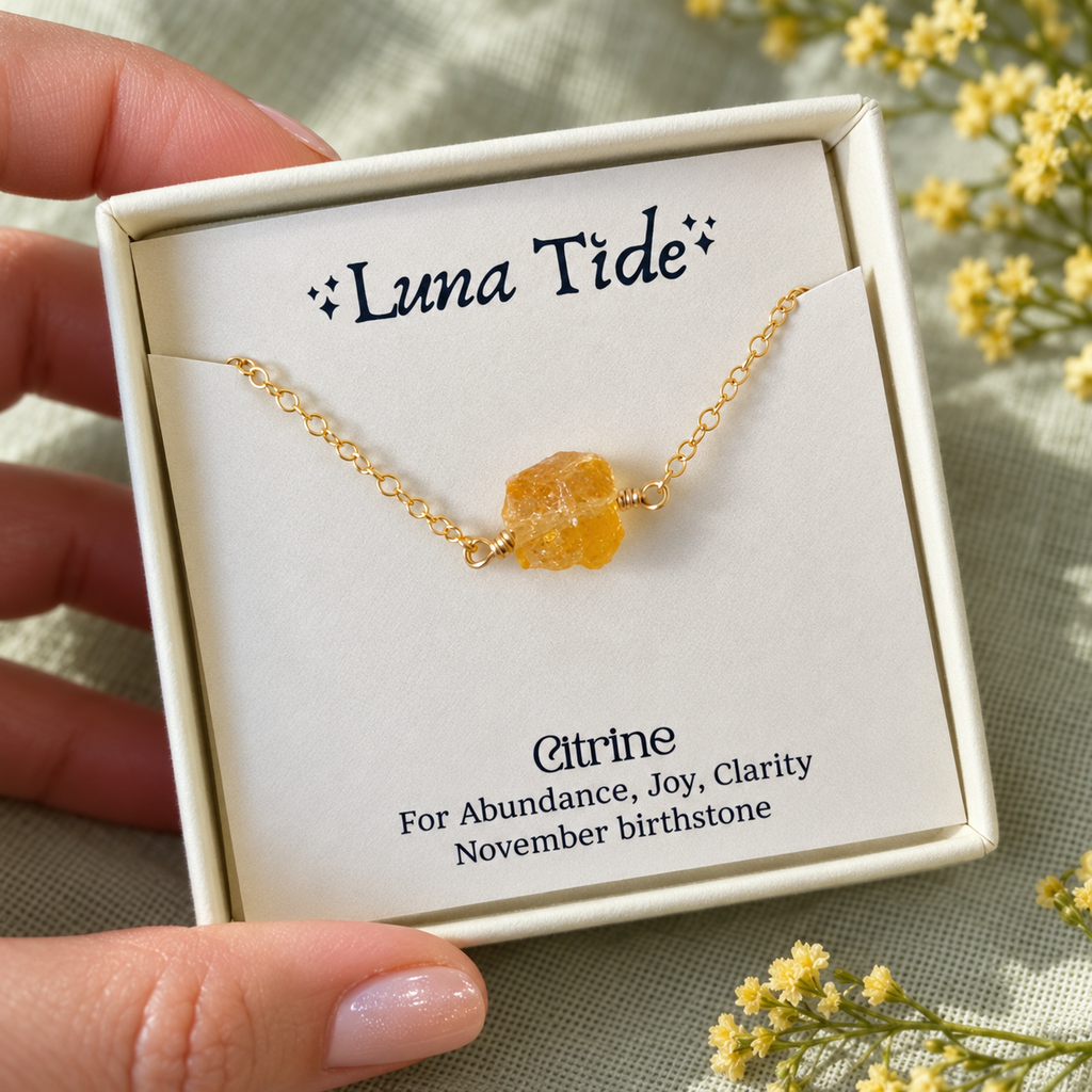 Raw Citrine Crystal Nugget Anklet