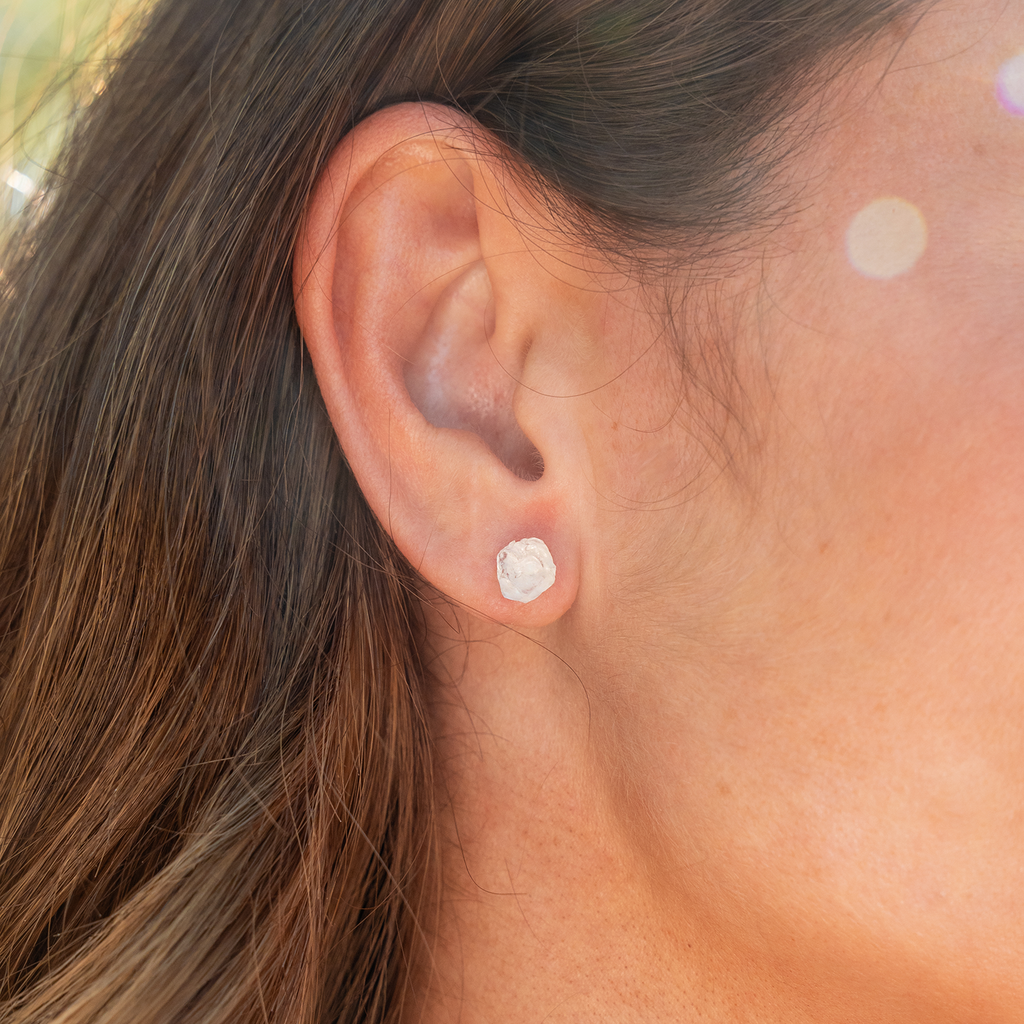 Crystal Quartz Raw Crystal Stud Earrings