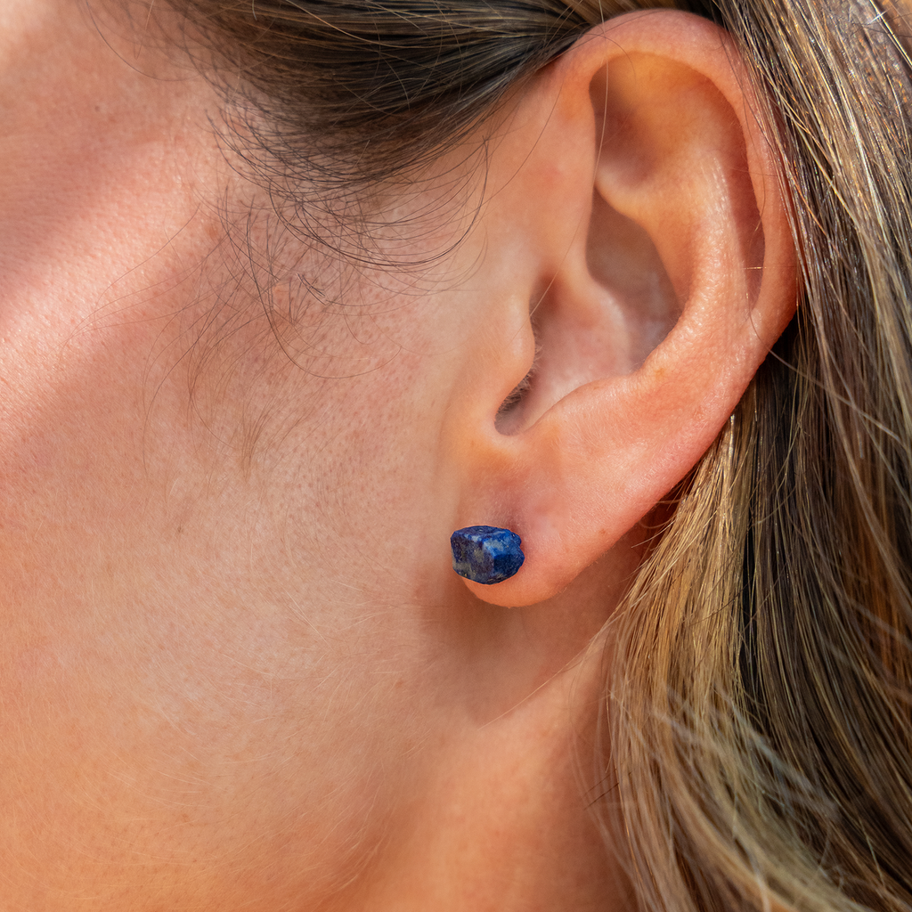 Lapis Lazuli Raw Crystal Stud Earrings