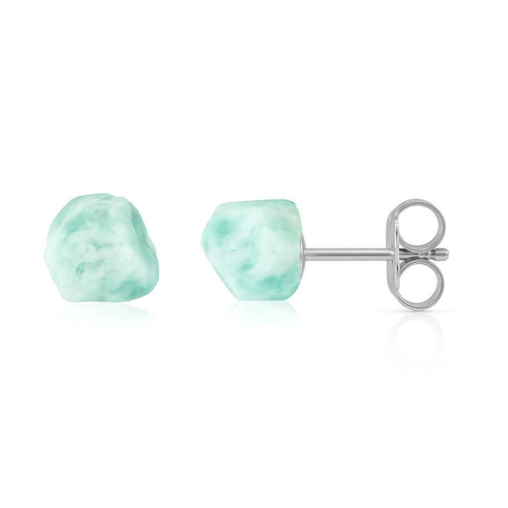 Larimar Raw Crystal Stud Earrings