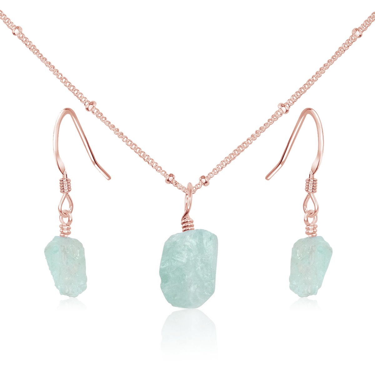 Raw Aquamarine Crystal Jewellery Set