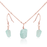 Raw Aquamarine Crystal Jewellery Set