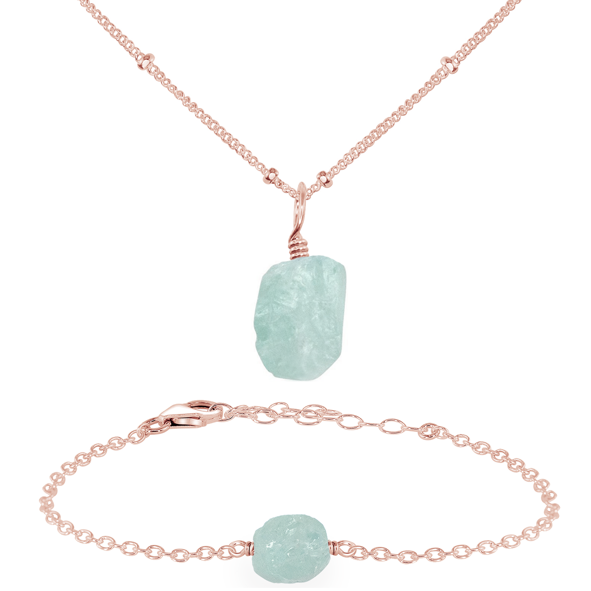 Raw Aquamarine Crystal Jewellery Set