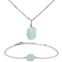 Raw Aquamarine Crystal Jewellery Set