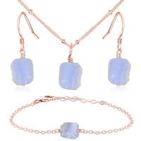 Raw Blue Lace Agate Crystal Jewellery Set