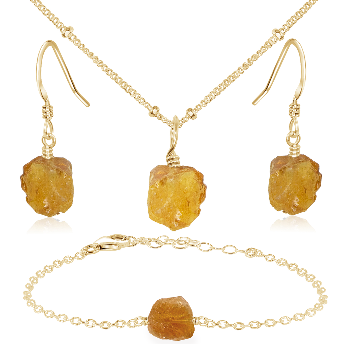 Raw Citrine Crystal Jewellery Set