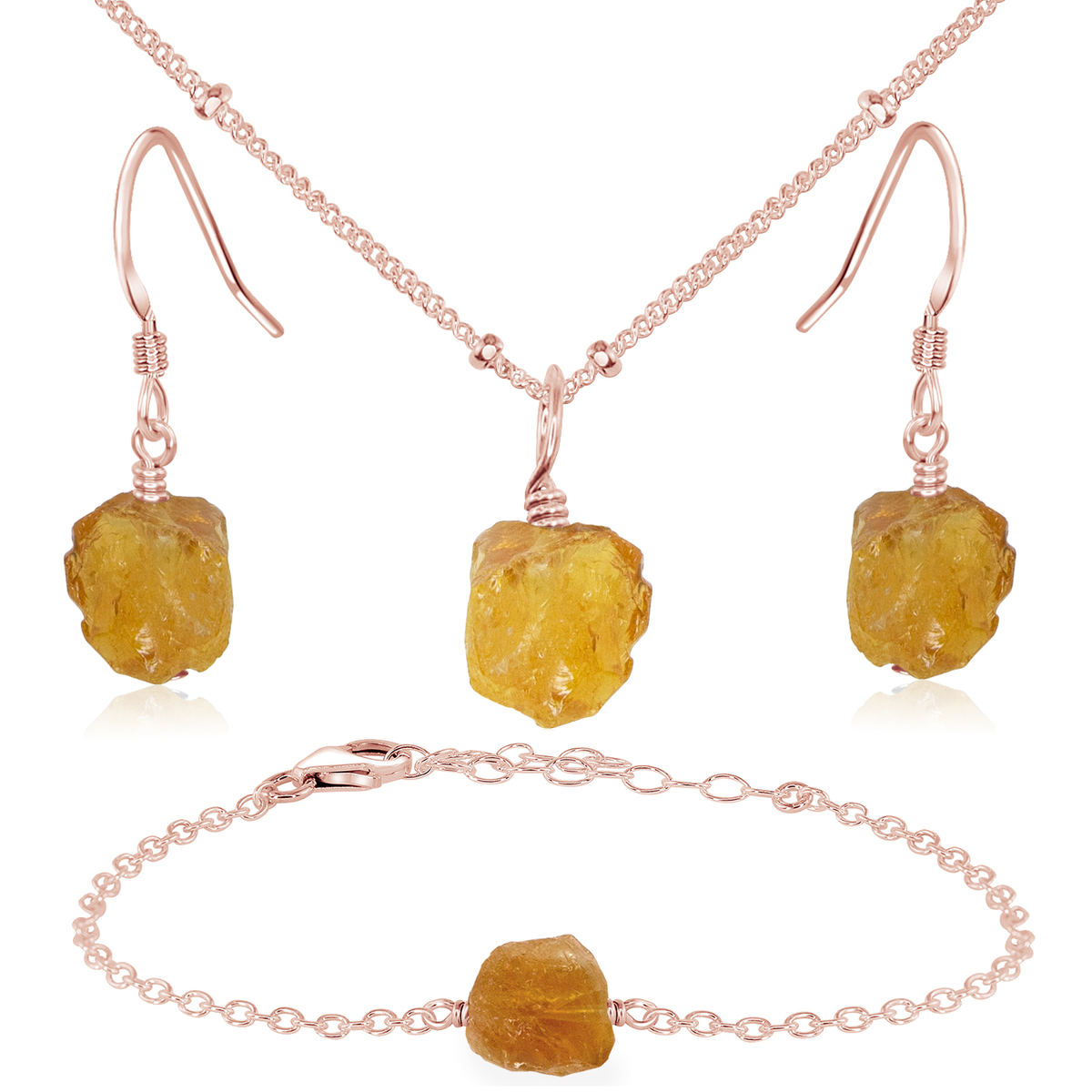 Raw Citrine Crystal Jewellery Set