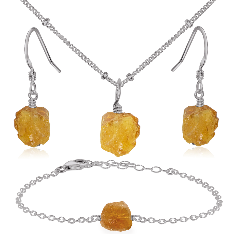 Raw Citrine Crystal Jewellery Set