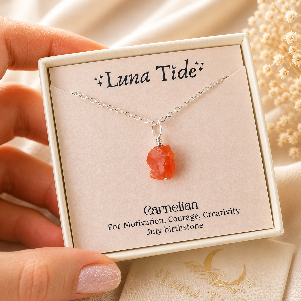 Raw Carnelian Natural Crystal Pendant Necklace