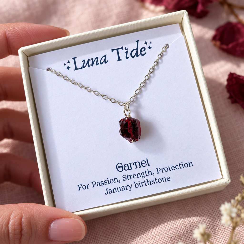 Raw Garnet Natural Crystal Pendant Necklace