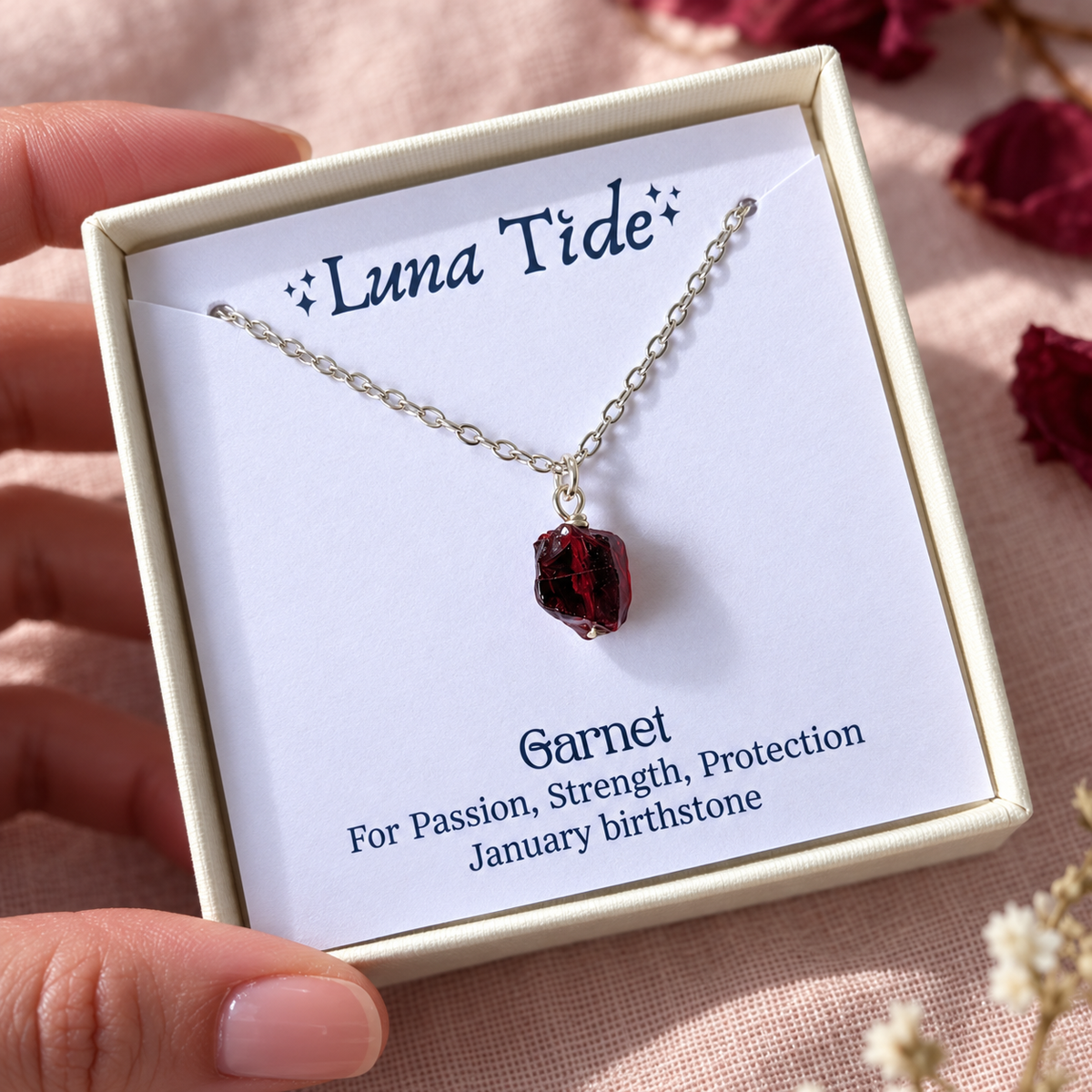 Raw Garnet Natural Crystal Pendant Necklace