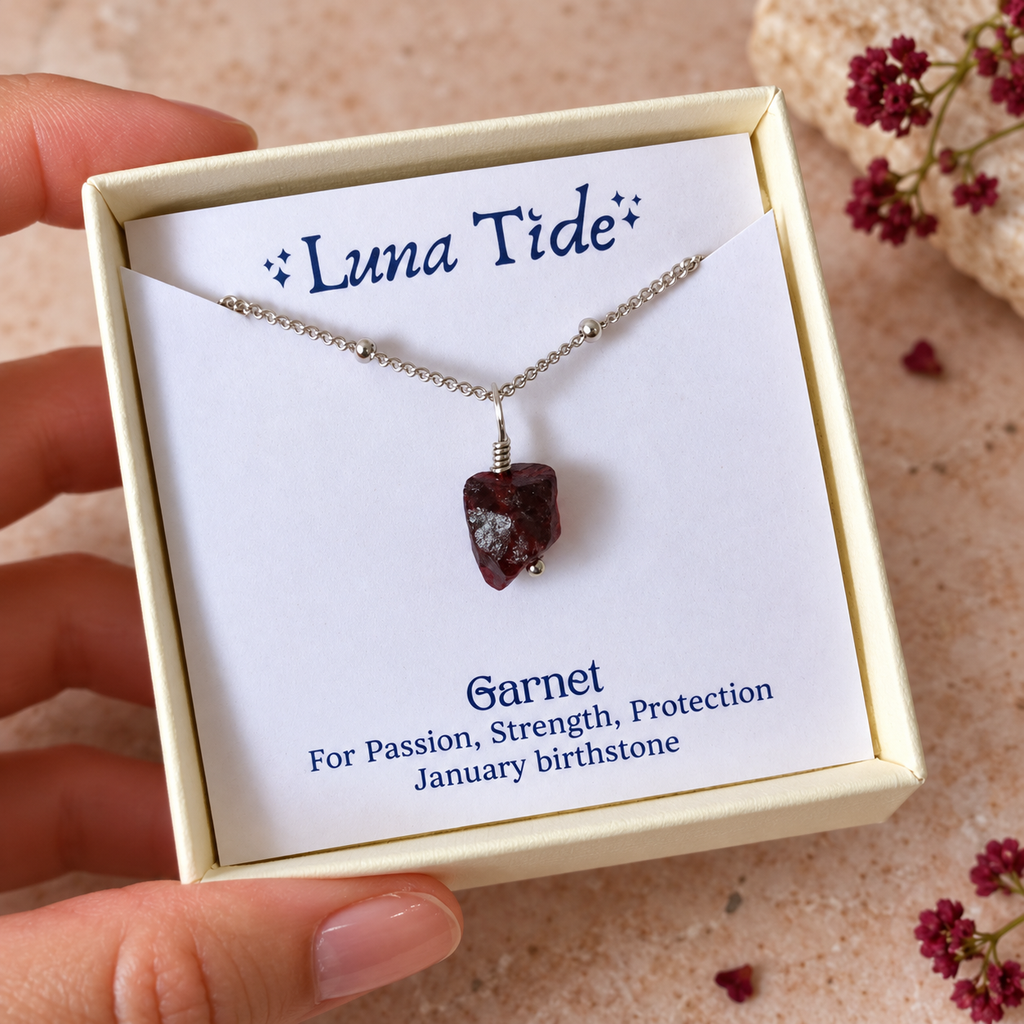 Raw Garnet Natural Crystal Pendant Necklace