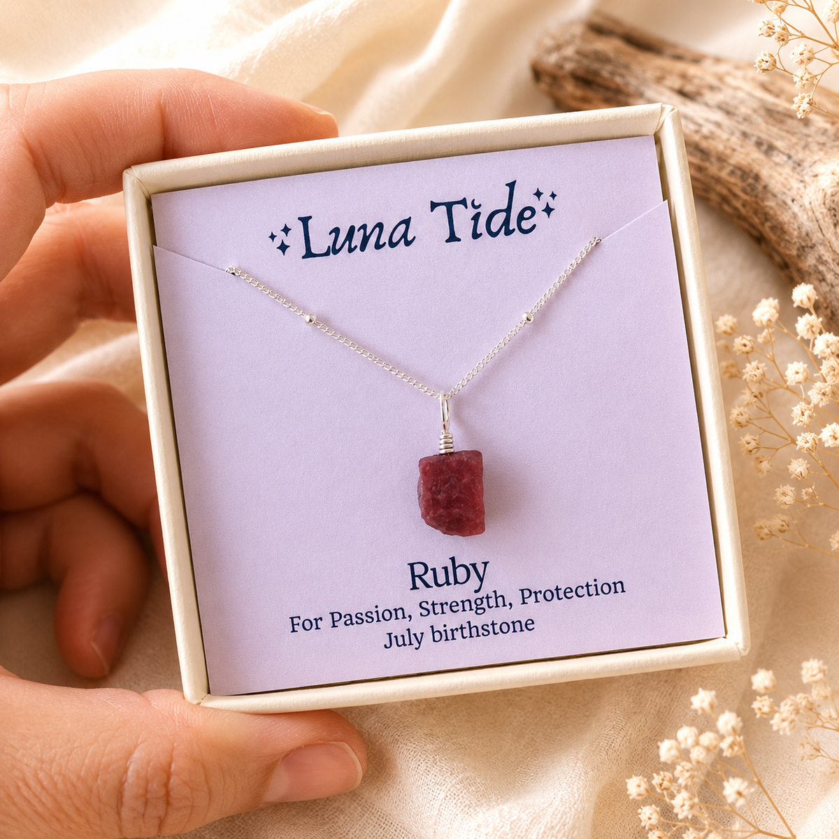 Raw Earth Red Ruby Natural Crystal Pendant Necklace