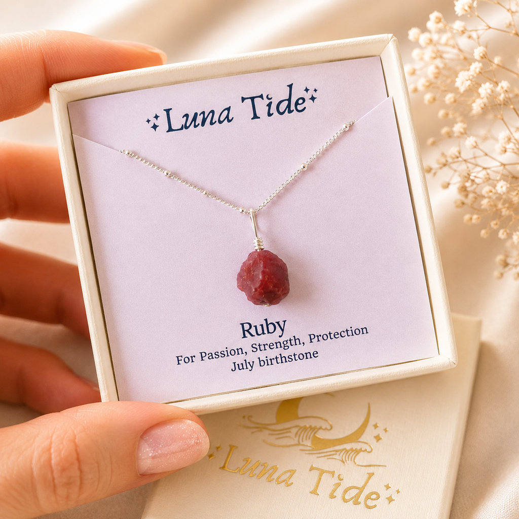 Raw Earth Red Ruby Natural Crystal Pendant Necklace