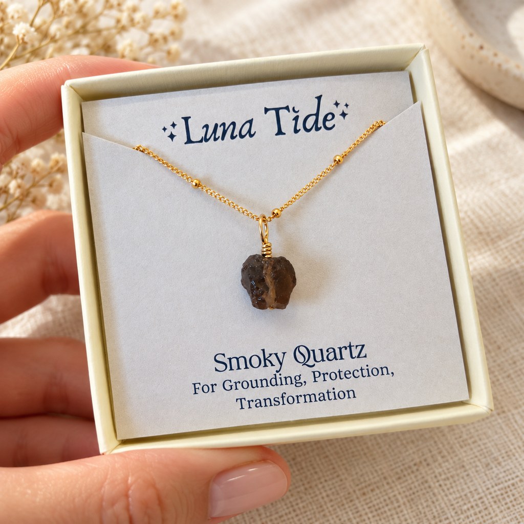Raw Smoky Quartz Natural Crystal Pendant Necklace