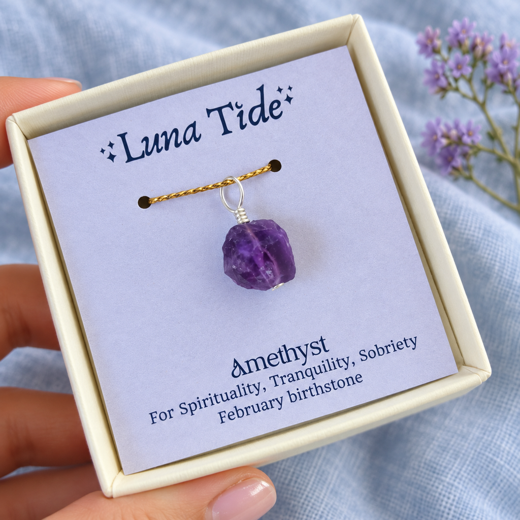 Tiny Raw Purple Amethyst Crystal Pendant