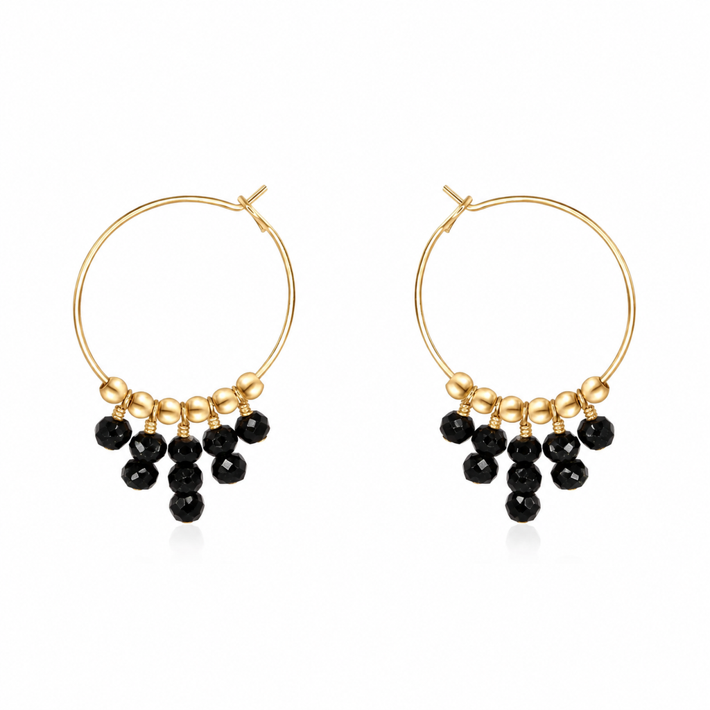 Black Tourmaline Statement Hoop Earrings