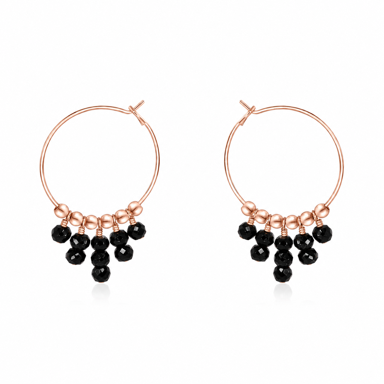 Black Tourmaline Statement Hoop Earrings
