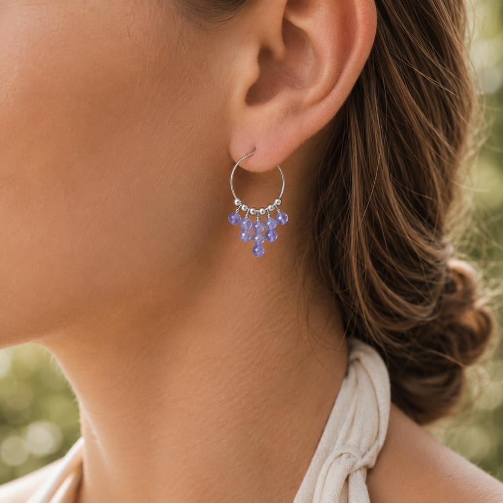Tanzanite Statement Hoop Earrings