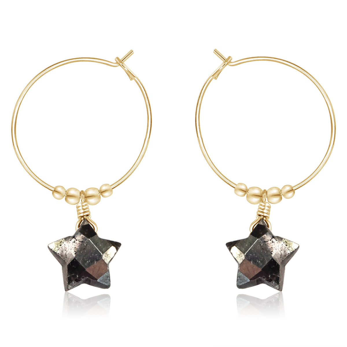 Little Pyrite Crystal Star Hoop Earrings