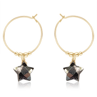 Little Pyrite Crystal Star Hoop Earrings