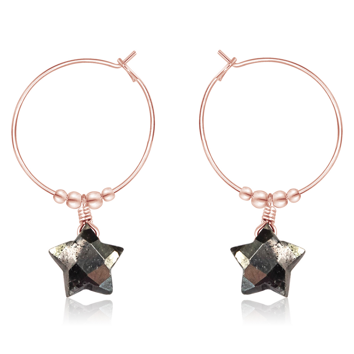 Little Pyrite Crystal Star Hoop Earrings