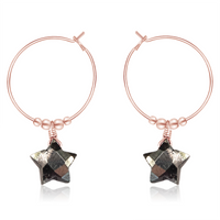 Little Pyrite Crystal Star Hoop Earrings