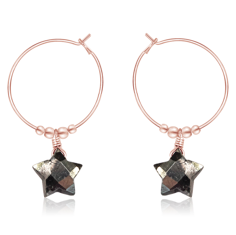 Little Pyrite Crystal Star Hoop Earrings
