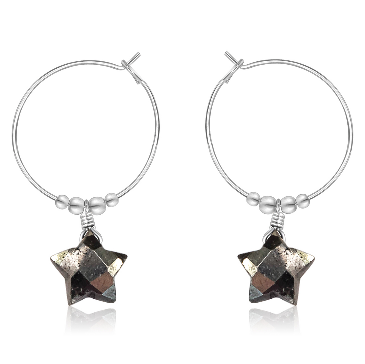 Little Pyrite Crystal Star Hoop Earrings