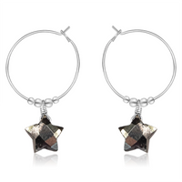 Little Pyrite Crystal Star Hoop Earrings