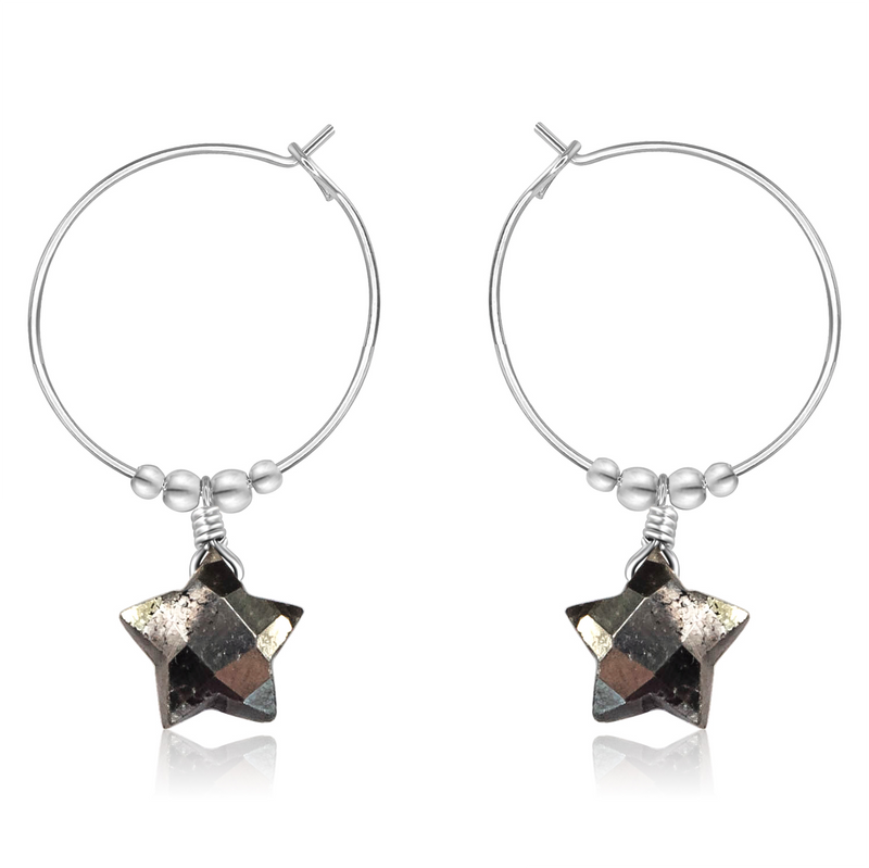 Little Pyrite Crystal Star Hoop Earrings