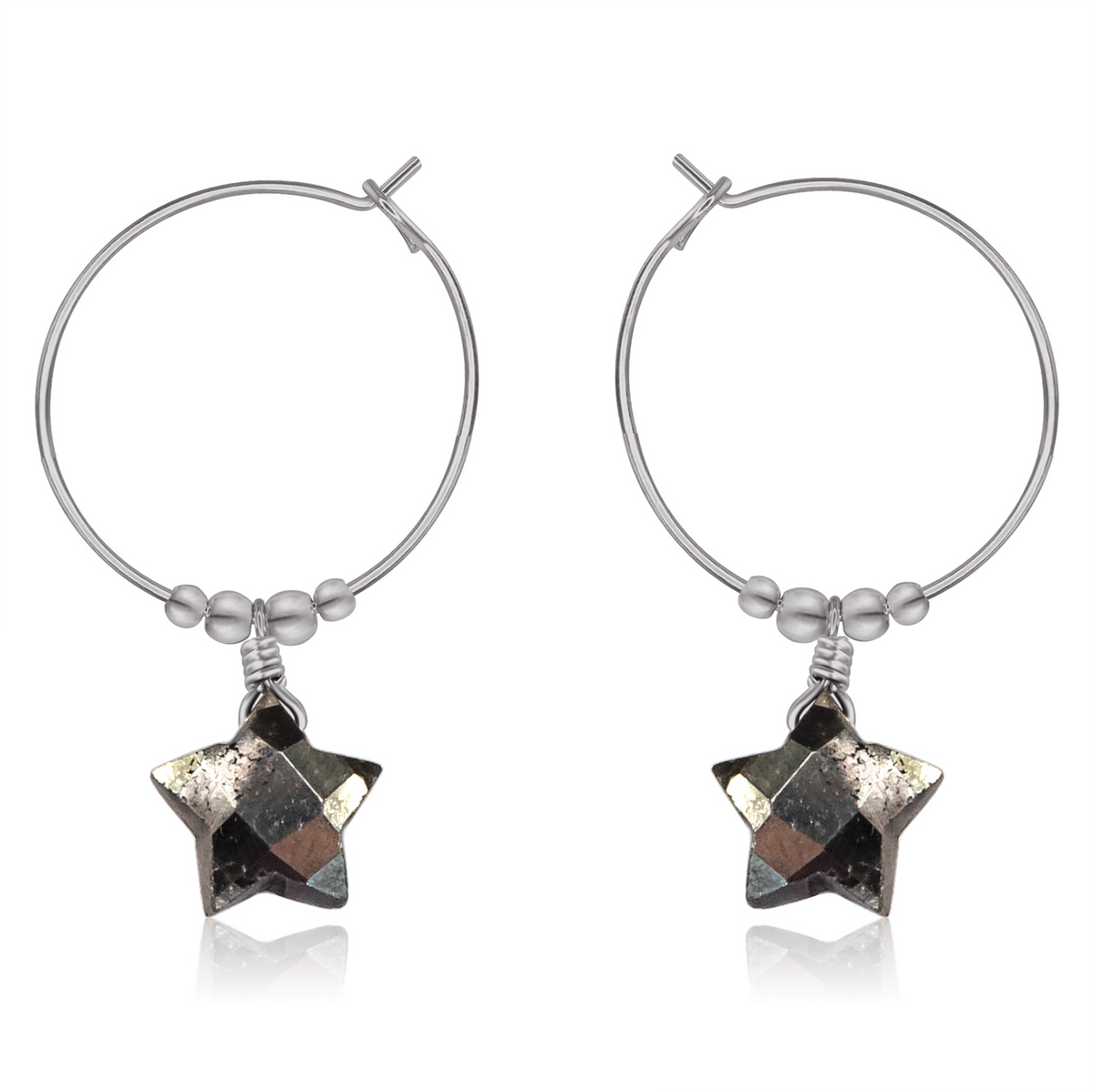 Little Pyrite Crystal Star Hoop Earrings