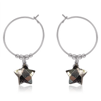 Little Pyrite Crystal Star Hoop Earrings