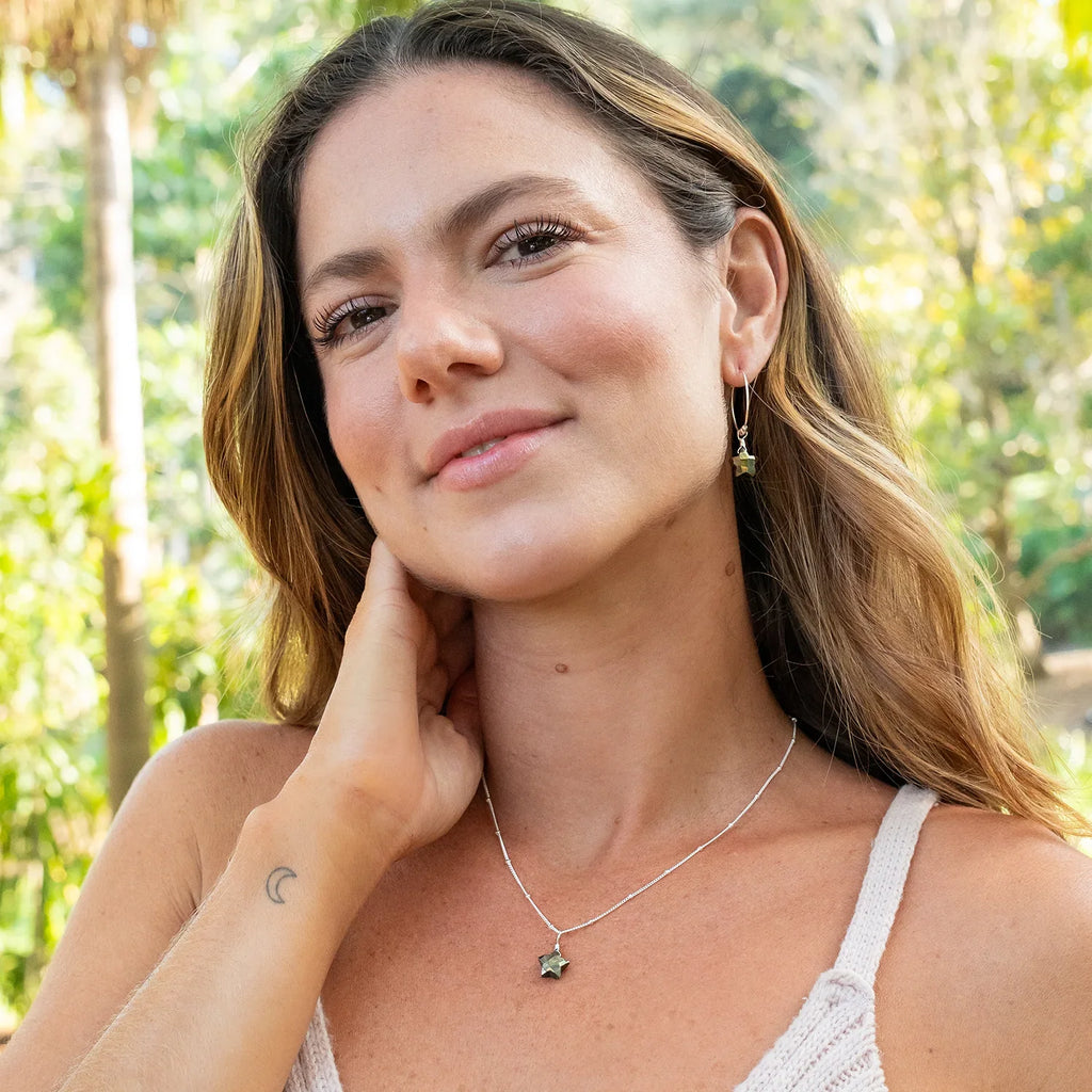 Little Pyrite Crystal Star Pendant Necklace