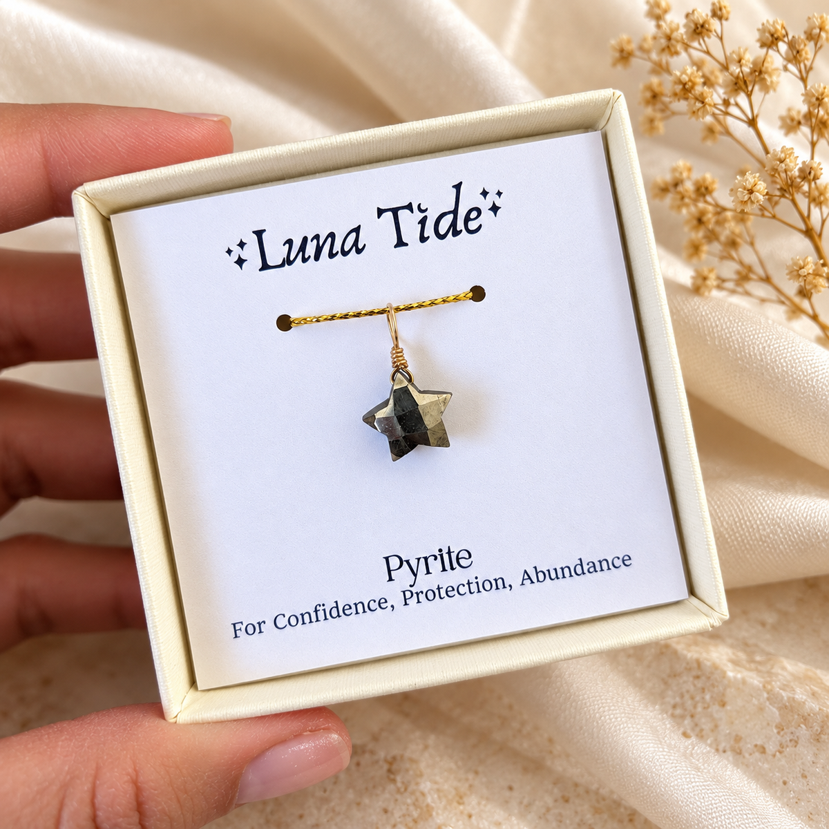 Tiny Pyrite Crystal Star Pendant